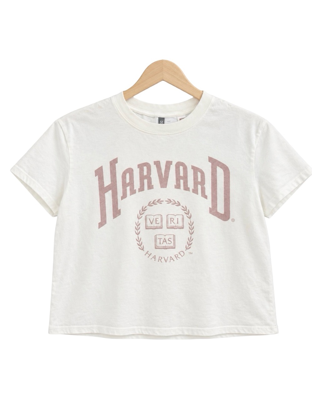 H&M Divided White Cropped Harvard University Logo Crest Ivy League Crop Top L